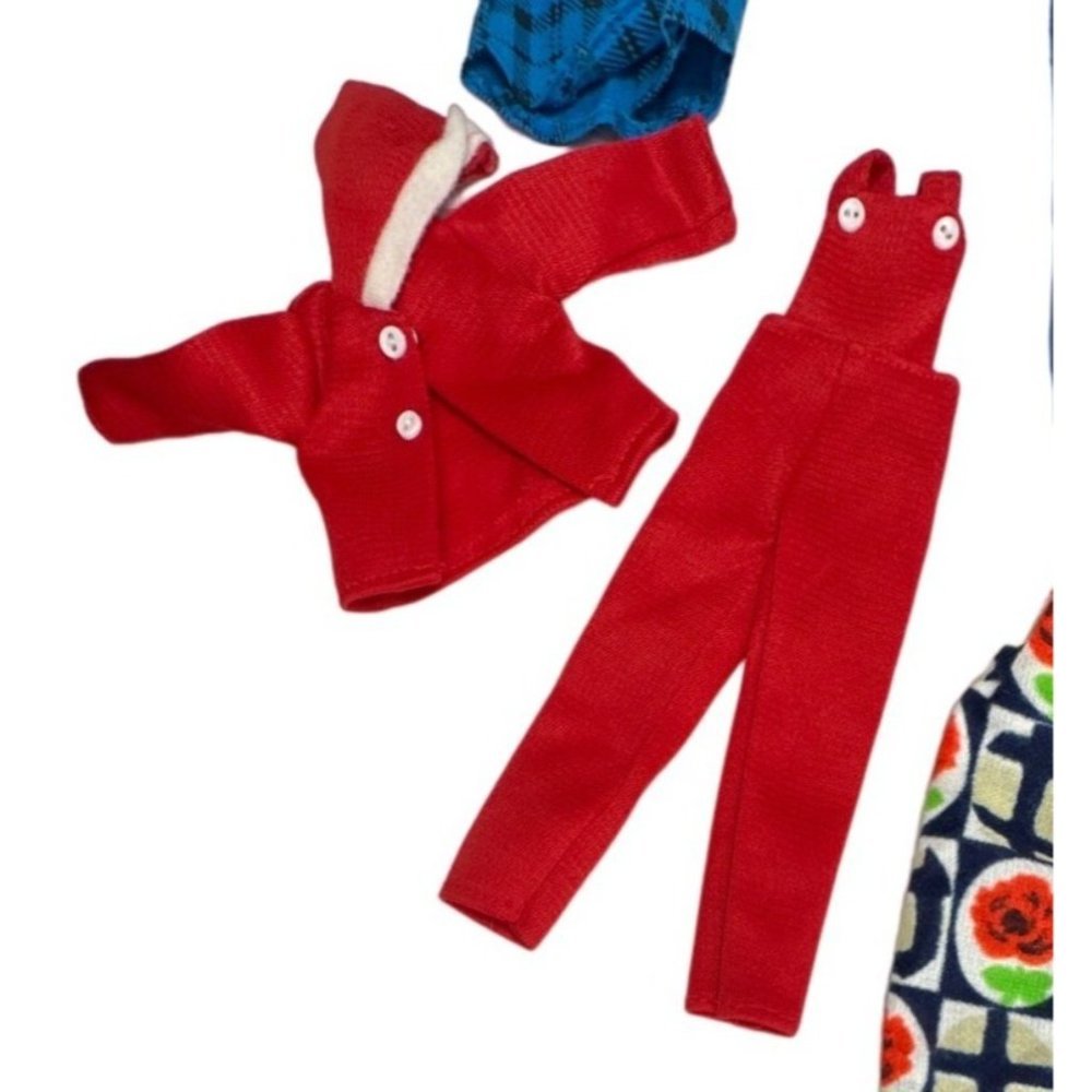 Vintage Doll Clothes Barbie size Long Sleeve Shirts Pants Skirt Overalls Winter - Picture 6 of 7